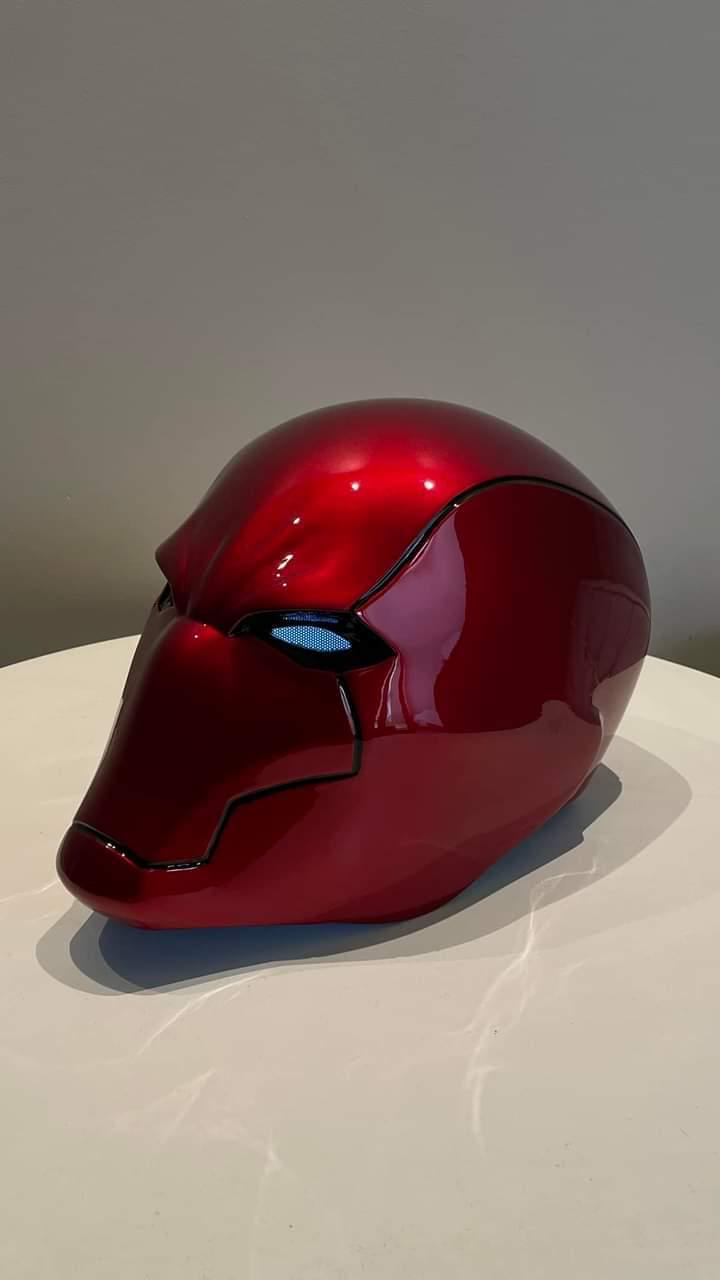 Red hood helmet 3d printed.