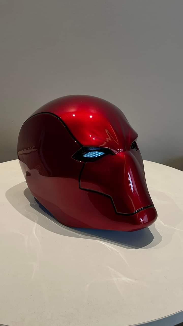 Red hood helmet 3d printed.